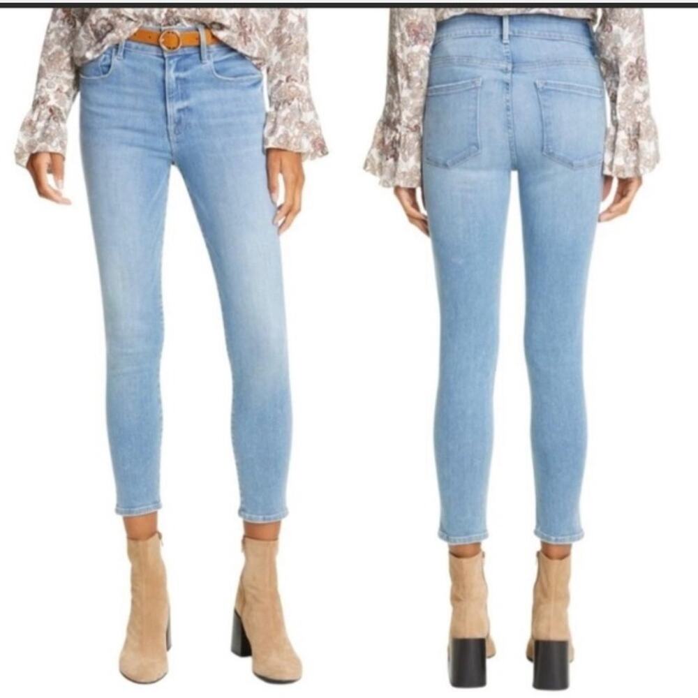 FRAME Le One Skinny Jeans High Rise Caspio Light Wash Adaptive Stretch Size 2